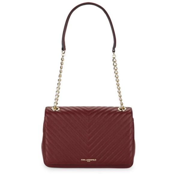 Karl Lagerfeld Handbags - KARL LAGERFELD burgundy red quilted leather bag